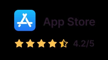 App-Store-Logo mit einer Bewertung von 4,8