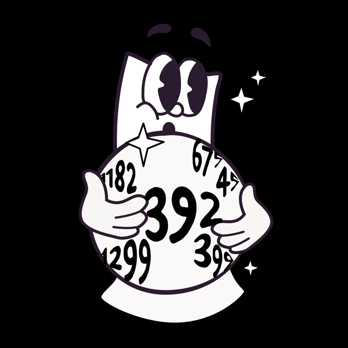 Rechnungsabgrenzung: Eine Illustration, in der jemand in eine Glaskugel guckt, die Zahlen der Zukunft voraussagt.