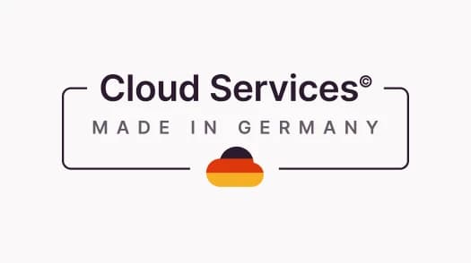 Cloud Services – Made in Germany with German flag symbol