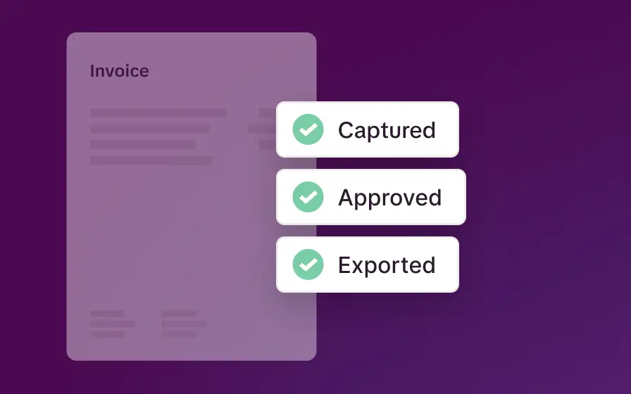 Candis invoice with the completed steps: captured, approved, and exported