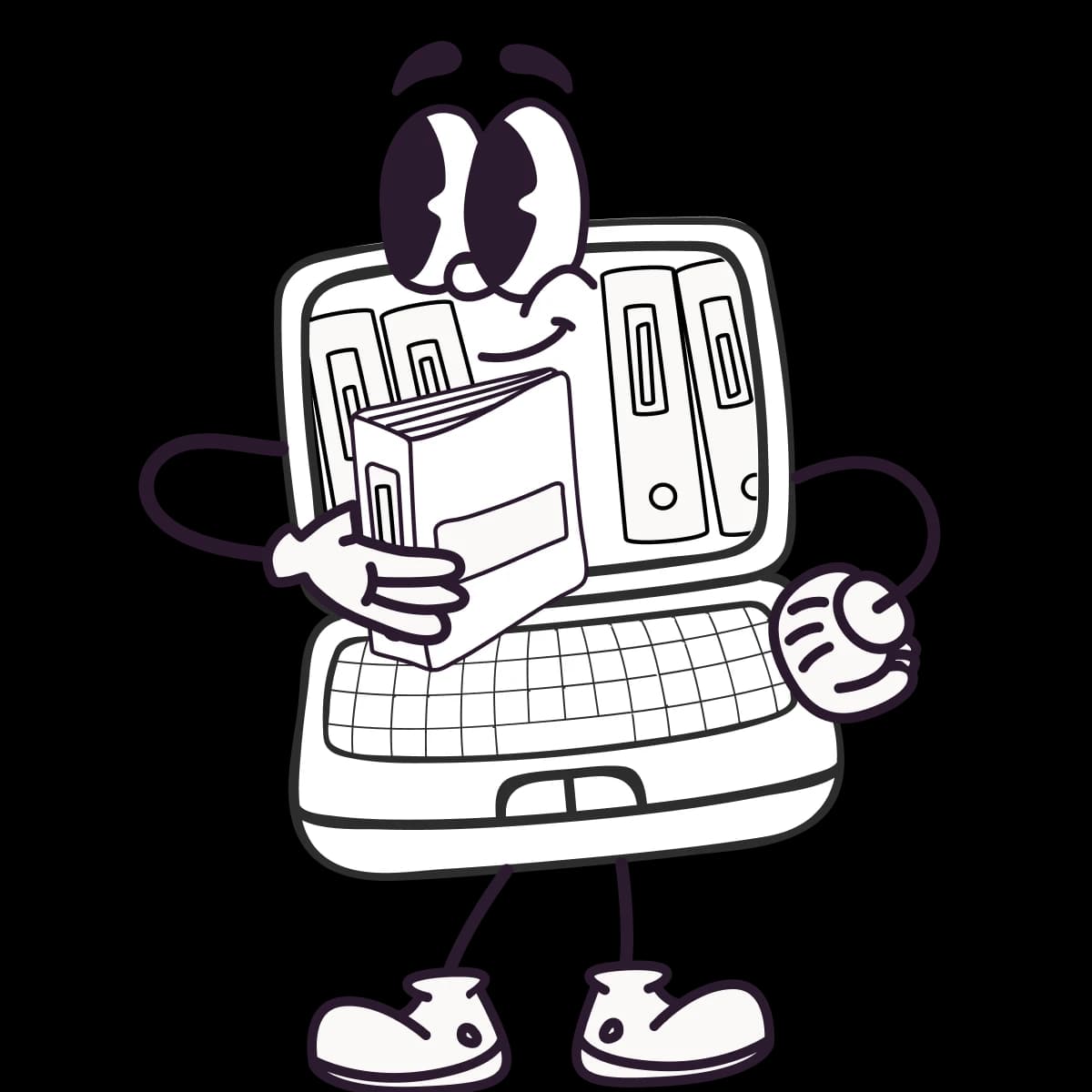 Dokumentenverwaltung: Ein Computer nimmt virtuelle Ordner aus dem Bildschirm heraus.