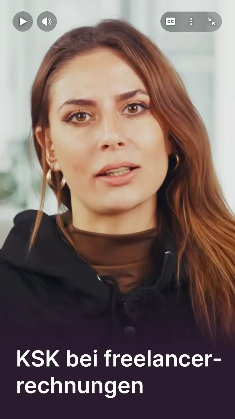 Video-Thumbnail mit einer Frau und dem Text „KSK bei Freelancer-Rechnungen“.