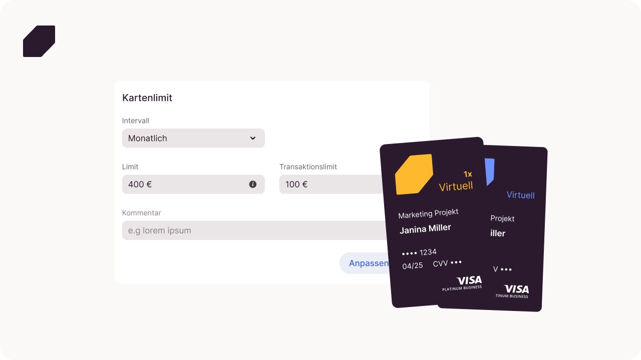 Virtuelle Kreditkarte mit Verfügungsrahmen