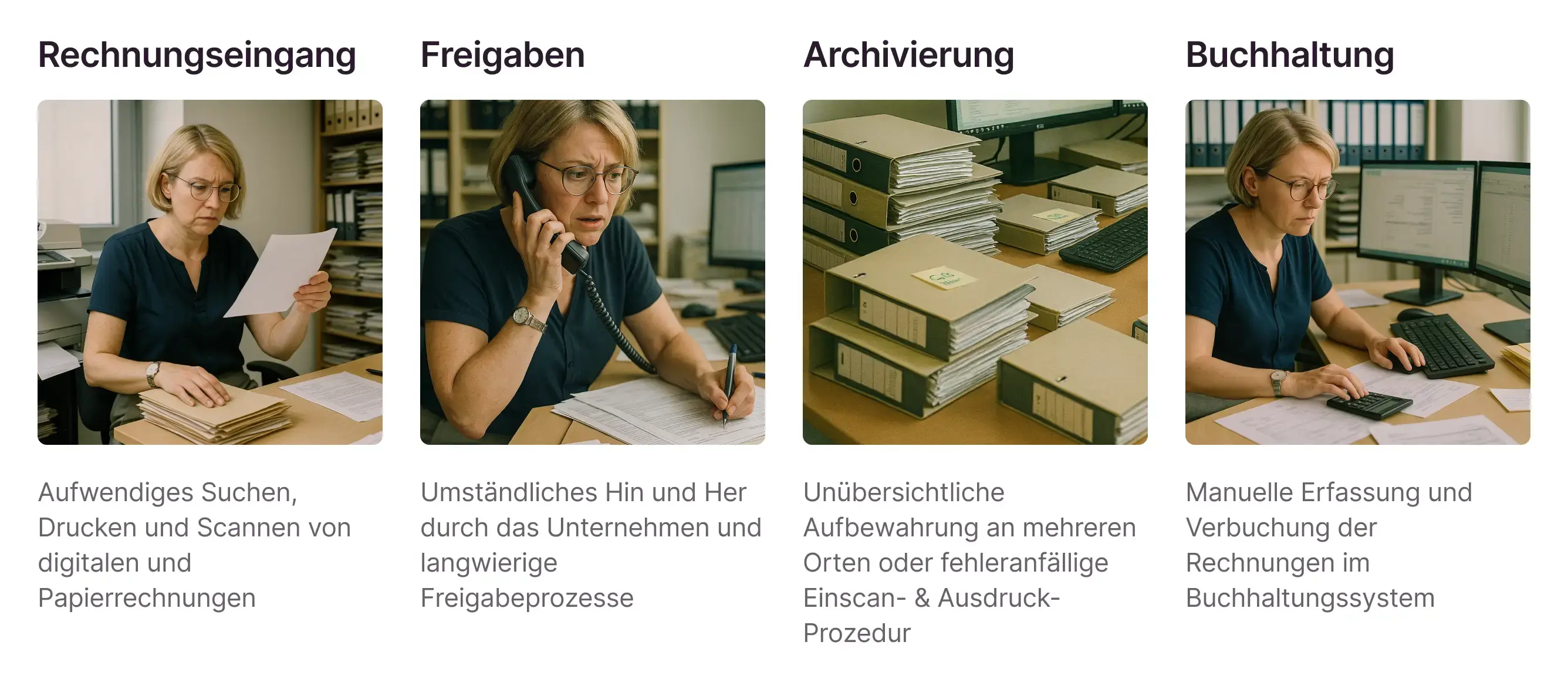 Ein Papierstapel wird in den Computer symbolisch eingefügt und digitalisiert.