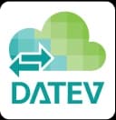 DATEV logo with a green cloud and two opposing arrows