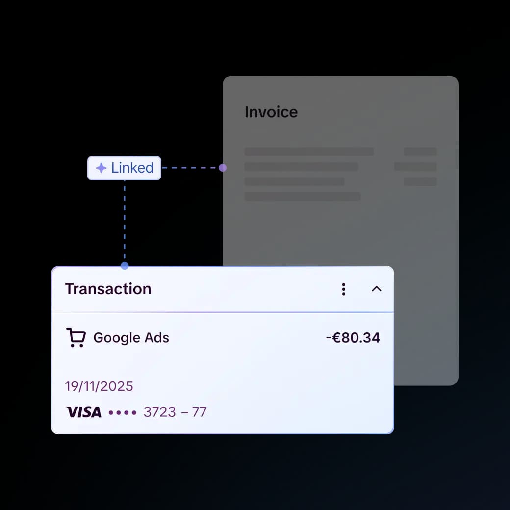 Candis interface: an incoming invoice linked automatically to the matching Google Ads credit card transaction.