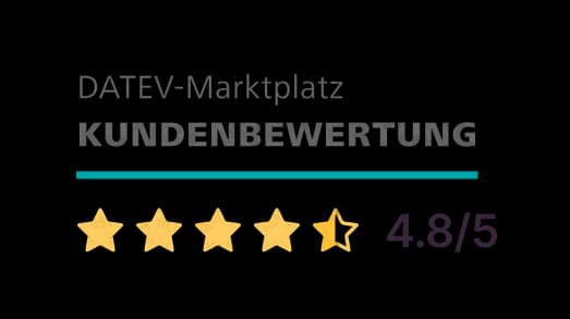 DATEV-Marktplatz-Kundenbewertung: 4,8 von 5 Sternen für Candis