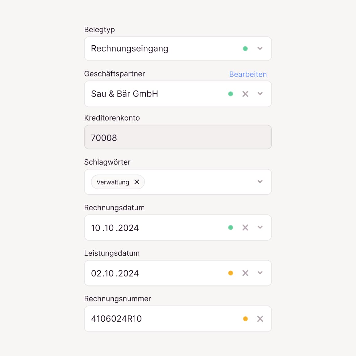 Vorkontierung Tab Image