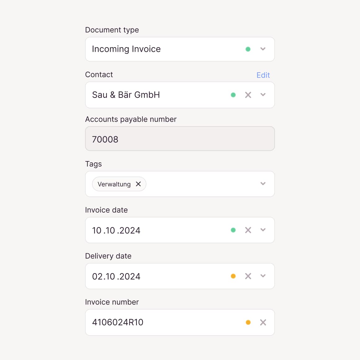 Vorkontierung Tab Image