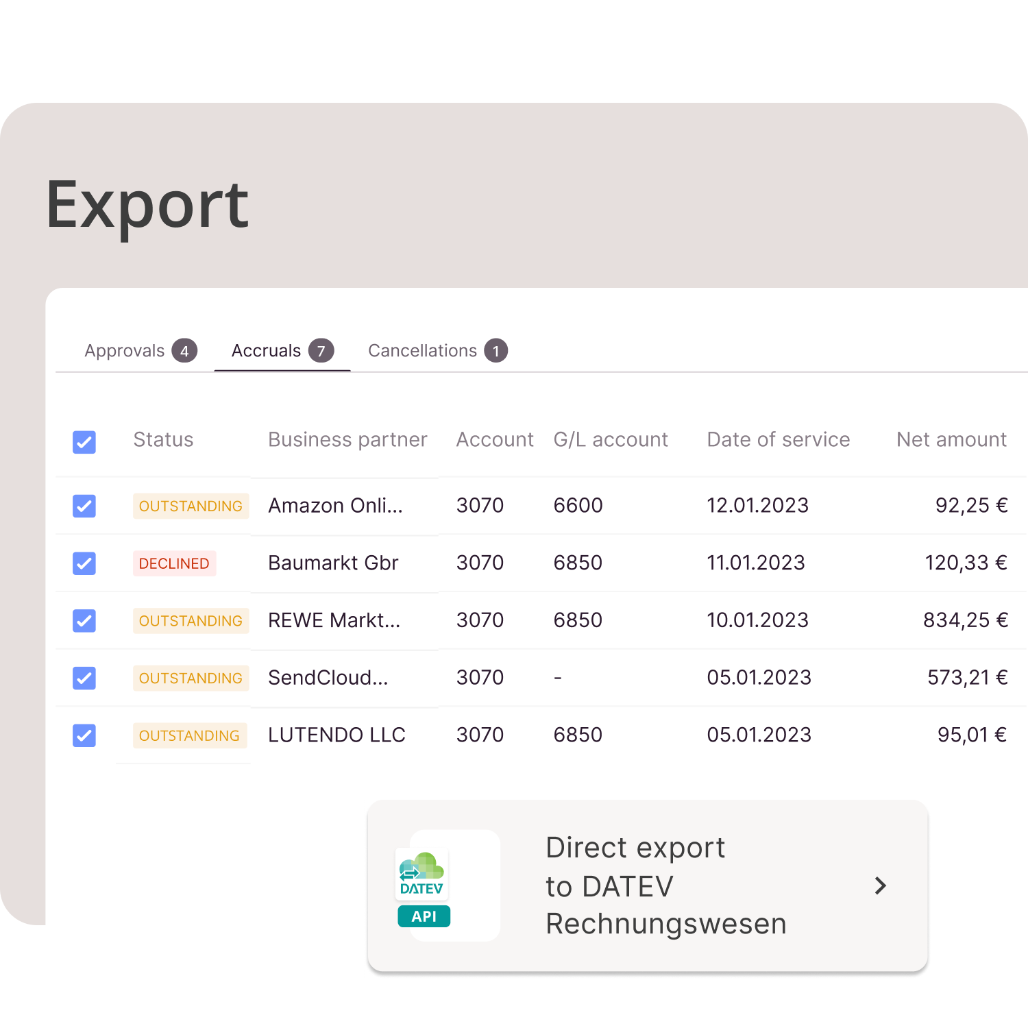 Export- DATEV Rechnungswesen