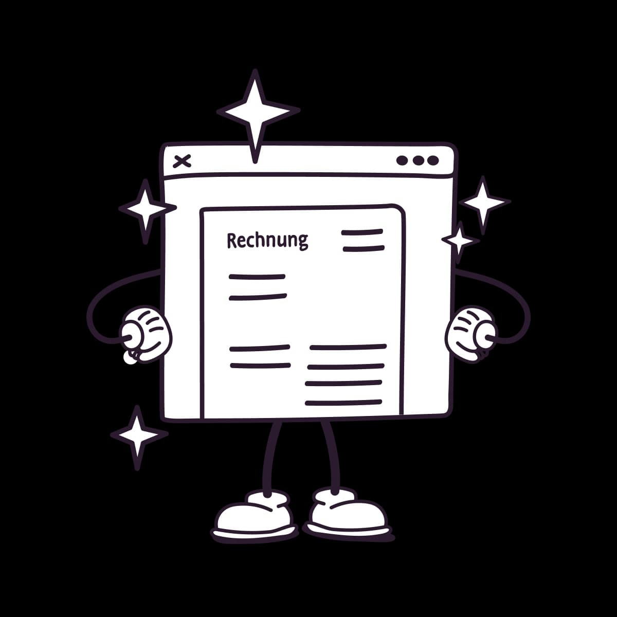 Das Bild zeigt eine digitalisierte Rechnungen als Cartoon.