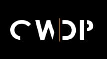 CWDP logo in white lettering on a black background