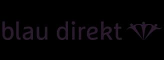 Blau direkt-Logo mit stilisiertem Symbol rechts
