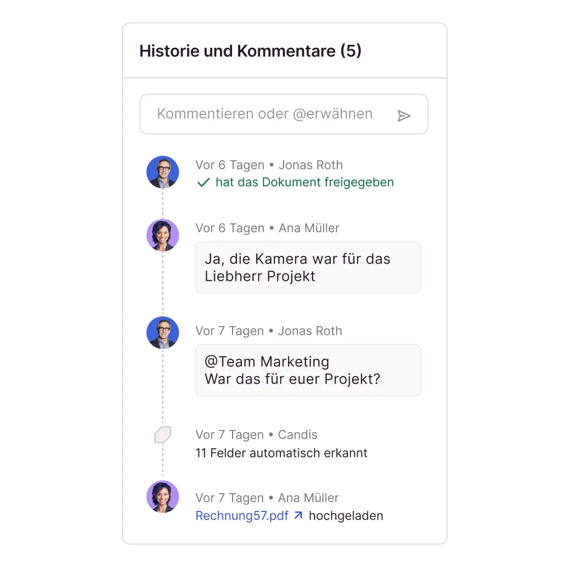 Kommentarfunktion in Candis
