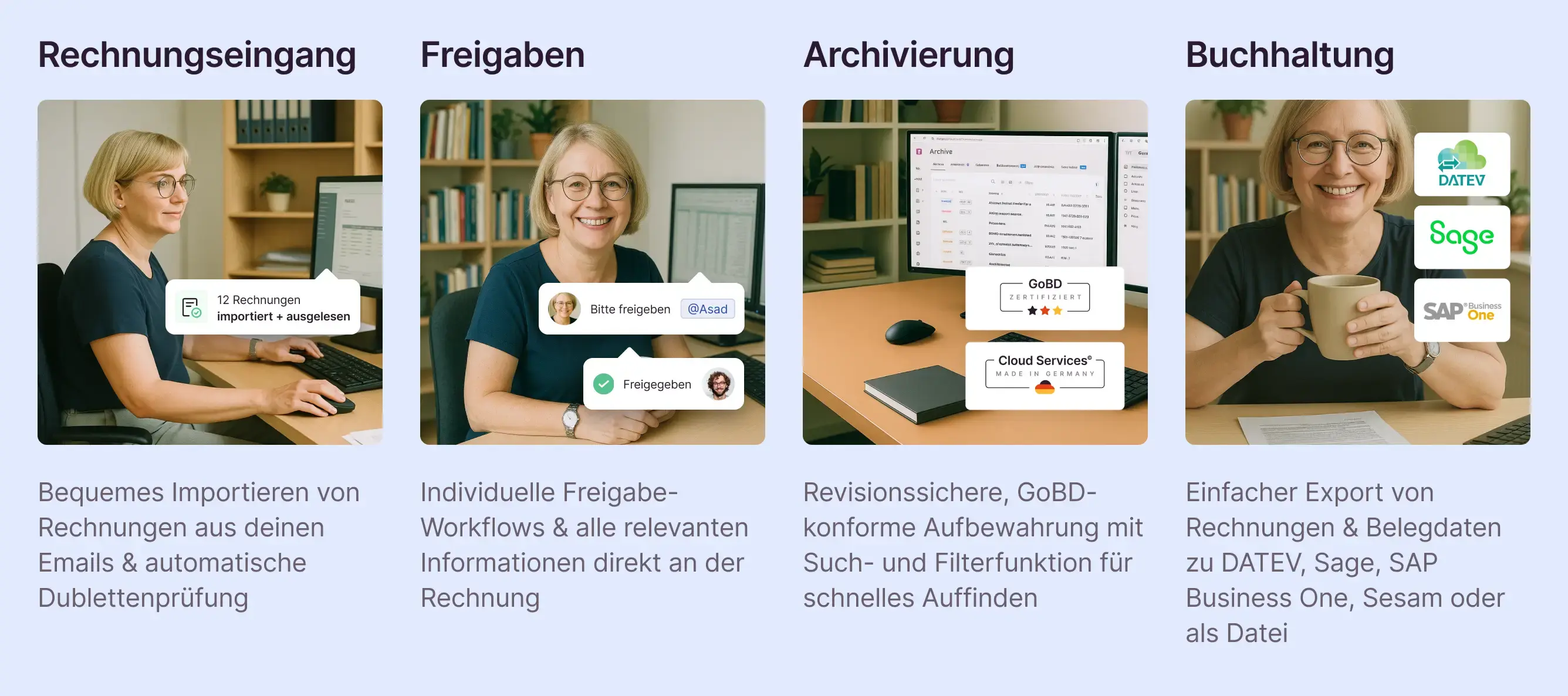 Ein Papierstapel wird in den Computer symbolisch eingefügt und digitalisiert.