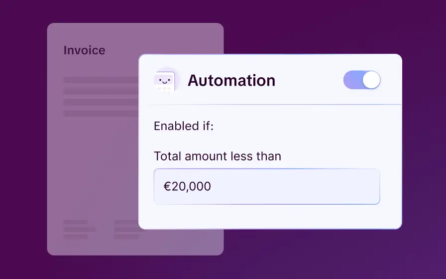 Candis automation rule: active when the total amount is less than €20,000.