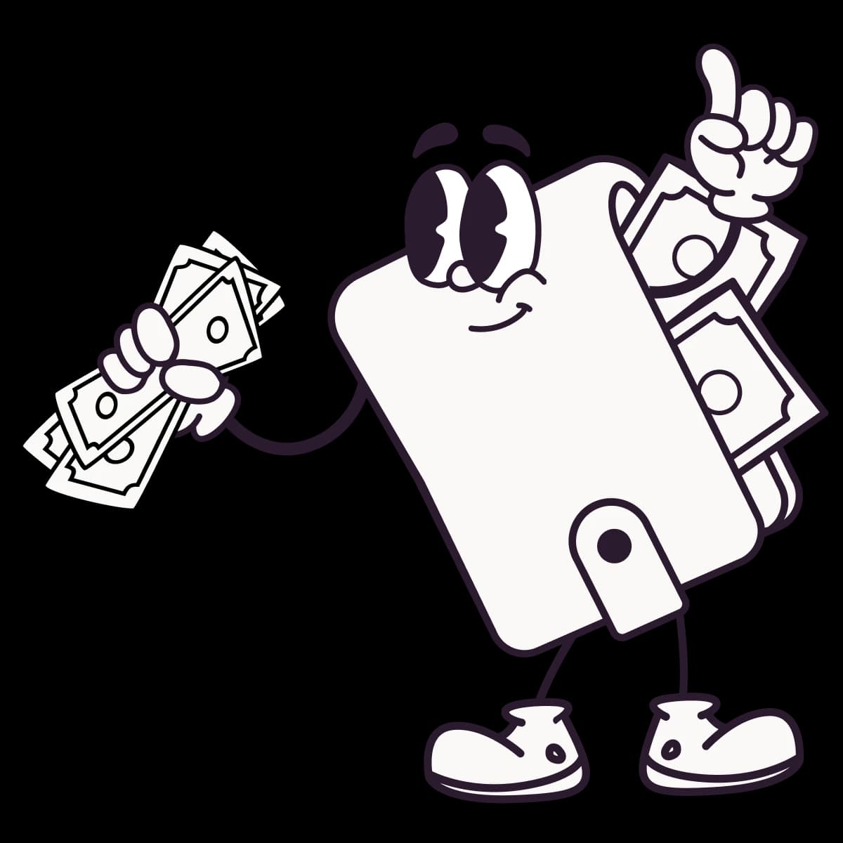 Die Illustration über Beyond Budgeting zeigt ein Blog header - Beyond-Budgeting voller Geld, der mit Geldscheinen in der Hand winkt.