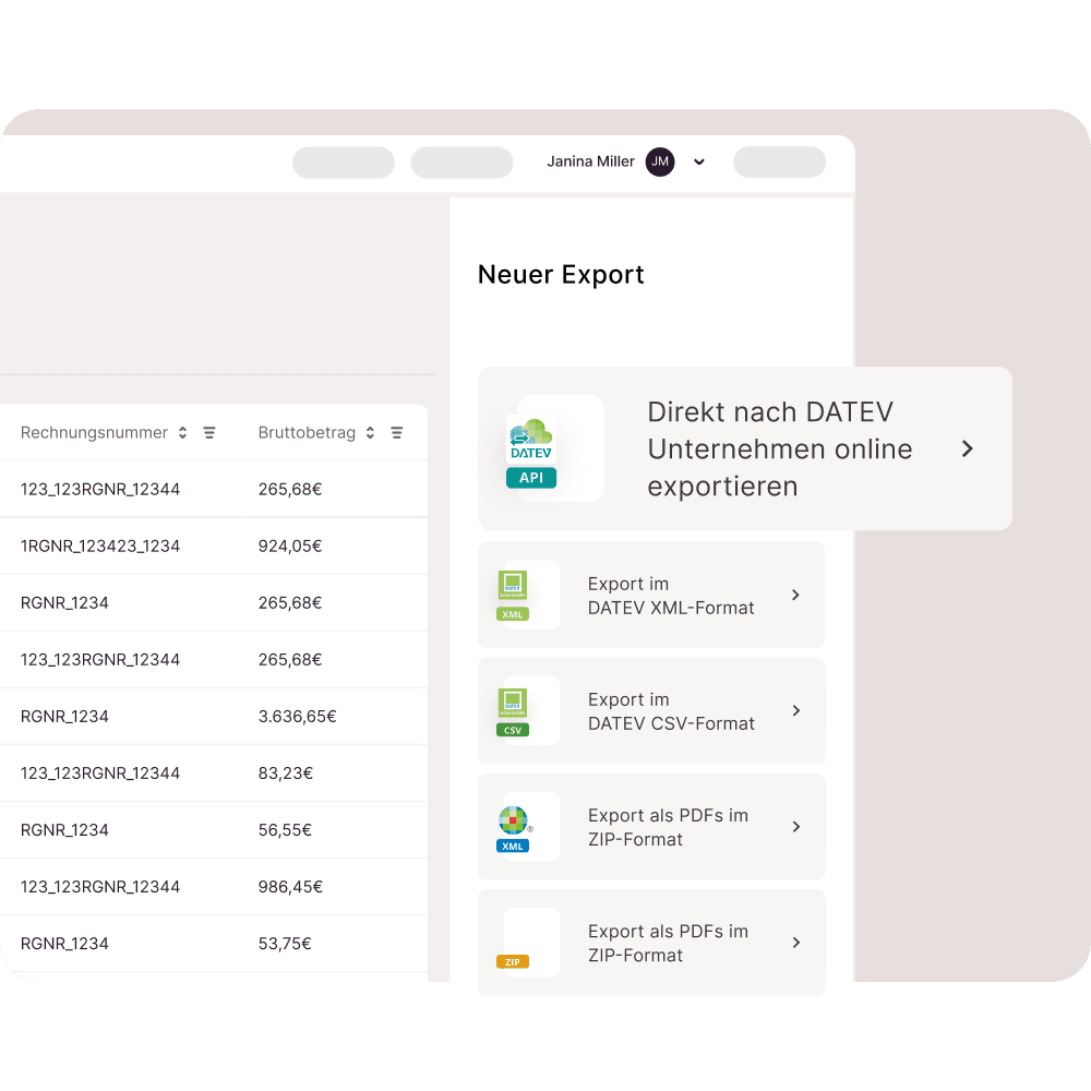 Medienbruchfreier Export zu DATEV