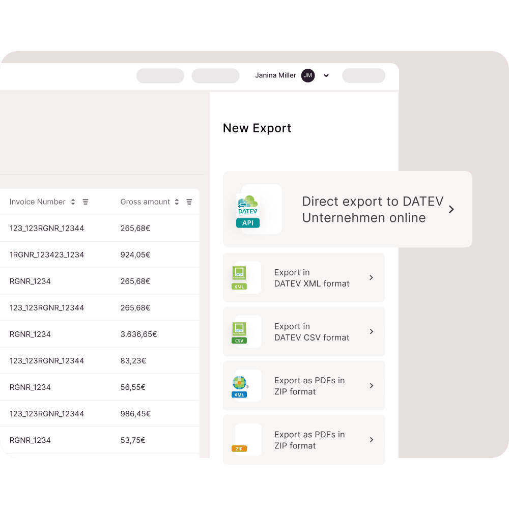 Medienbruchfreier Export zu DATEV