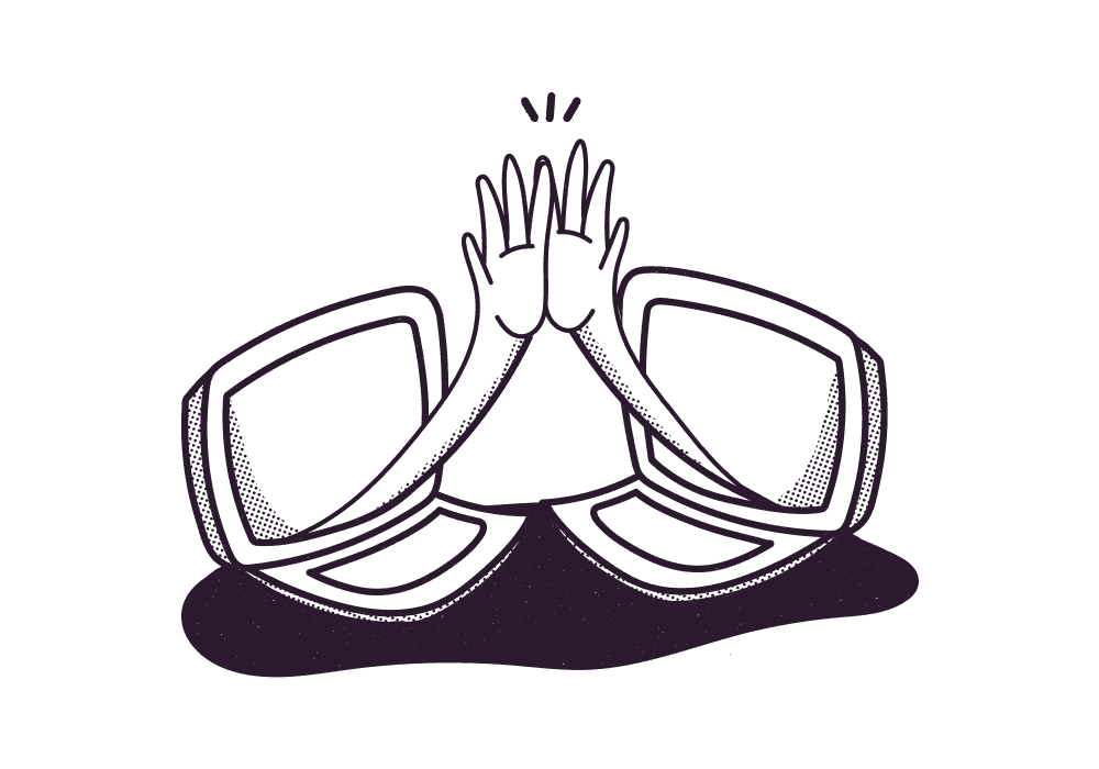 Computer High Five Illustration