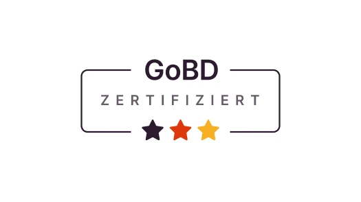 GoBD certified with three colored stars
