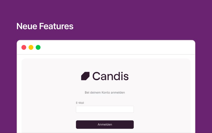 Candis Login-Screen für neue Features im Beta-Test