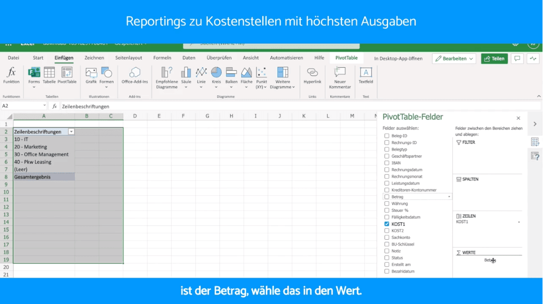 Thumbnail: Kostenstellen mit höchsten Ausgaben