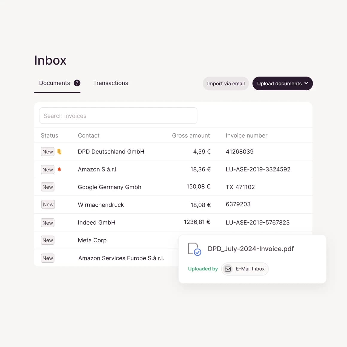 Rechnungen automatisch importieren
