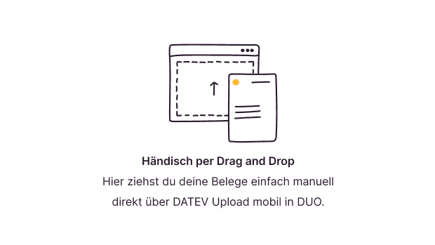 Rechnungen hochladen nach DATEV Unternehmen online via Drag and Drop.
