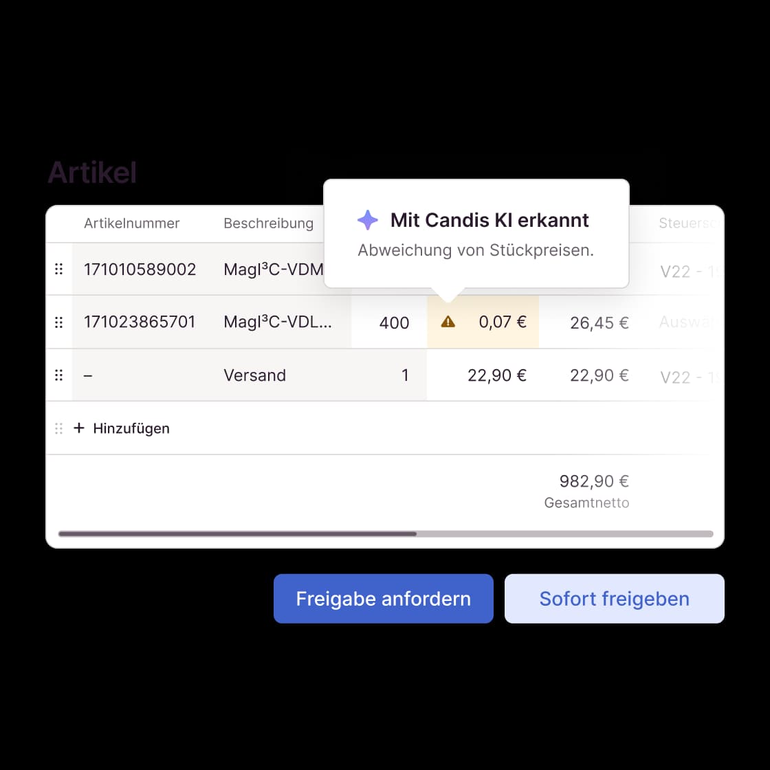 Bestellabgleich in Candis anlegen