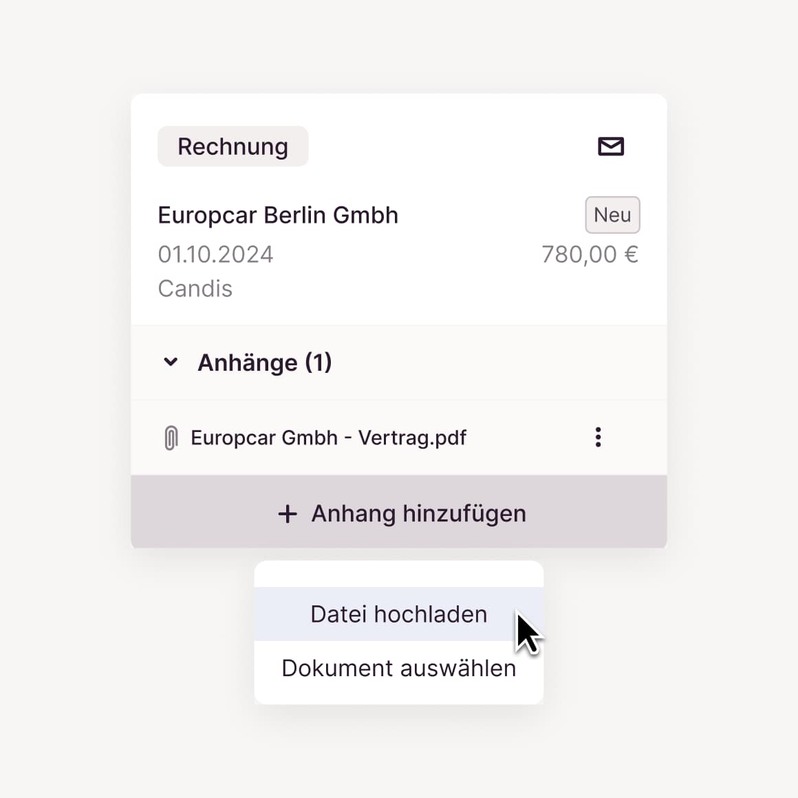 Dokumente an Rechnungen anhängen